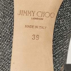 Pre Owned حذاء كعب عالي جيمي تشو رومي لامع خشن معدني مدبب مقاس 40