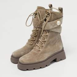 Pre Owned Jimmy Choo Noemi Size 35.5 Taupe Grey Ankle Length Boots