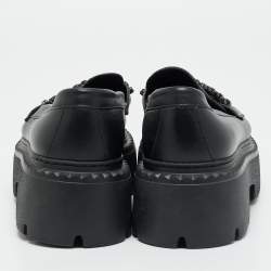 مملوكة مسبقًا حذاء لوفرز بلاتفورم جلد أسود جيمي تشو براير مقاس 40