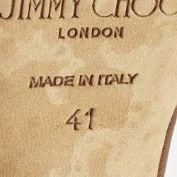 Pre Owned Jimmy Choo Moscow Size 41 Metallic Lurex Fabric and PVC Ankle Strap Sandals