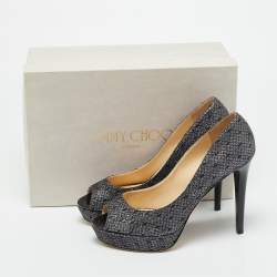 Pre Owned حذاء كعب عالي جيمي تشو داليا غليتر معدني بمقدمة مفتوحة مقاس 40