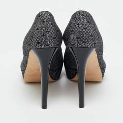 Pre Owned حذاء كعب عالي جيمي تشو داليا غليتر معدني بمقدمة مفتوحة مقاس 40