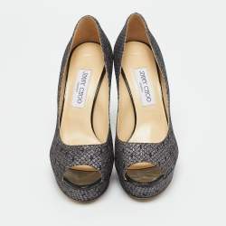 Pre Owned حذاء كعب عالي جيمي تشو داليا غليتر معدني بمقدمة مفتوحة مقاس 40