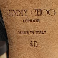 Pre Owned Jimmy Choo Size 40 Metallic Grey Python Embossed Leather Platform Peep Toe Pumps