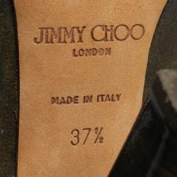 مملوكة مسبقًا Jimmy Choo Size 37.5 Olive Green Suede Ankle Length Boots