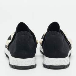 مملوكة مسبقًا Jimmy Choo Verona Size 41 Black Knit Fabric Faux Pearl Studded Slip On Sneakers