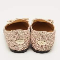 مملوكة مسبقًا حذاء باليرينا فلات جيمي تشو جليتر معدني مزين بفيونكة طرف مدبب مقاس 38.5