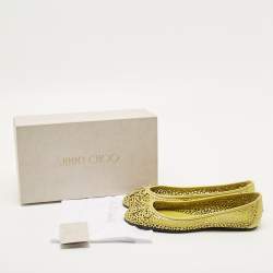مملوكة مسبقًا Jimmy Choo Size 40 Green Cutout Leather Ballet Flats