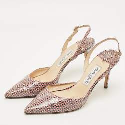 Pre Owned Jimmy Choo Size 40 Multicolor Patent Leather Pointed Toe Slingback Pumps