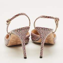 Pre Owned Jimmy Choo Size 40 Multicolor Patent Leather Pointed Toe Slingback Pumps