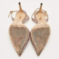 Pre Owned Jimmy Choo Size 40 Multicolor Patent Leather Pointed Toe Slingback Pumps