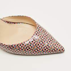 Pre Owned Jimmy Choo Size 40 Multicolor Patent Leather Pointed Toe Slingback Pumps