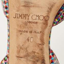 Pre Owned Jimmy Choo Size 40 Multicolor Patent Leather Pointed Toe Slingback Pumps