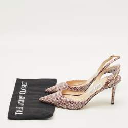 Pre Owned Jimmy Choo Size 40 Multicolor Patent Leather Pointed Toe Slingback Pumps