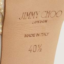 Pre Owned صندل جيمي تشو ساكاريا سير كاحل منصة ساتان أبيض مقاس 40.5