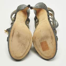 Pre Owned صندل جيمي تشو سويدي أسود بسيور مقاس 41