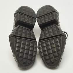 Pre Owned Jimmy Choo Diamond Size 39 Black JC Monogram Glitter Fabric and Leather Sneakers