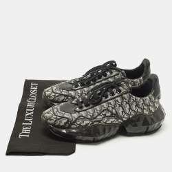 Pre Owned Jimmy Choo Diamond Size 39 Black JC Monogram Glitter Fabric and Leather Sneakers