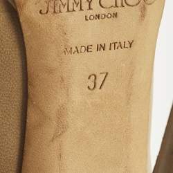 Pre Owned حذاء جيمي تشو جلد بيج مقدمة مفتوحة ونعل سميك مقاس 37