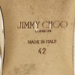 مملوكة مسبقًا حذاء باليرينا فلات جيمي تشو فانيسا جلد ذهبي برباط عند الكاحل مقاس 42