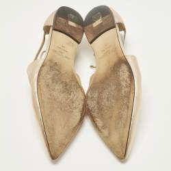 مملوكة مسبقًا حذاء باليرينا فلات جيمي تشو فانيسا جلد ذهبي برباط عند الكاحل مقاس 42