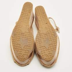 مملوكة مسبقًا حذاء كعب عالي جيمي تشو مقدم حبل سويدي بيج مقاس 38.5