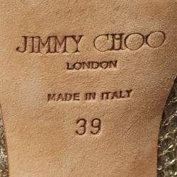 Pre Owned حذاء كعب عالي جيمي تشو لونا جلد وغلتر فضي مقاس 39