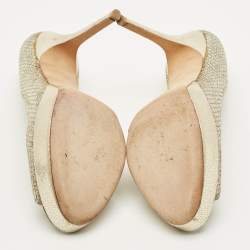 Pre Owned حذاء كعب عالي جيمي تشو لونا جلد وغلتر فضي مقاس 39