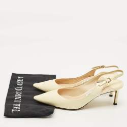 Pre Owned Jimmy Choo Erin Size 39 Cream Patent Leather Slingback Pumps