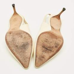 Pre Owned Jimmy Choo Erin Size 39 Cream Patent Leather Slingback Pumps