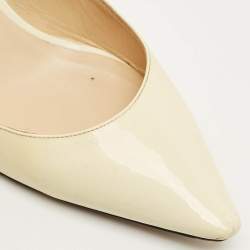 Pre Owned Jimmy Choo Erin Size 39 Cream Patent Leather Slingback Pumps