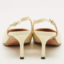 Pre Owned Jimmy Choo Erin Size 39 Cream Patent Leather Slingback Pumps