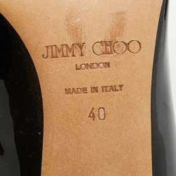 Pre Owned Jimmy Choo Georgia Size 40 Black Patent Leather Round Toe Pumps