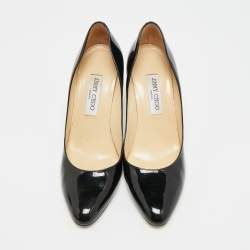 Pre Owned Jimmy Choo Georgia Size 40 Black Patent Leather Round Toe Pumps