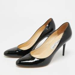 Pre Owned Jimmy Choo Georgia Size 40 Black Patent Leather Round Toe Pumps
