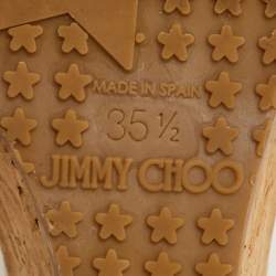 مملوكة مسبقًا Jimmy Choo Pandora Size 35.5 Off White Mesh and Leather Cork Wedge Sandals