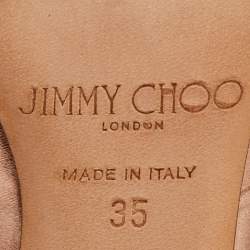 Pre Owned Jimmy Choo Keely Size 35 Beige Satin Slide Sandals