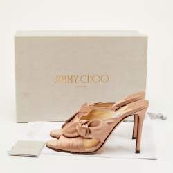 Pre Owned Jimmy Choo Keely Size 35 Beige Satin Slide Sandals