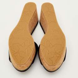 مملوكة مسبقًا Jimmy Choo DeeDee Size 35.5 Black Suede Cork Platform Wedge Slide Sandals