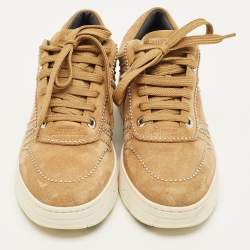 Pre Owned Jimmy Choo Hawaii Size 38.5 Brown Suede Stud Embellished Low Top Sneakers