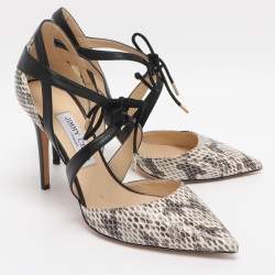 مملوكة مسبقًا حذاء كعب عالي جيمي تشو لابريس جلد وثعبان ثلاثي الألوان مقاس 39