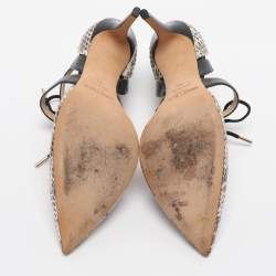 مملوكة مسبقًا حذاء كعب عالي جيمي تشو لابريس جلد وثعبان ثلاثي الألوان مقاس 39