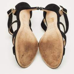 Pre Owned صندل جيمي تشو ليندا جلد غليتر فضي بحزام للكاحل مقاس 40.5