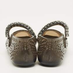 Pre Owned حذاء باليرينا ماري جين جلي أسود/دخان جيمي تشو مقاس 38