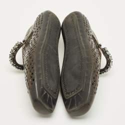 Pre Owned حذاء باليرينا ماري جين جلي أسود/دخان جيمي تشو مقاس 38