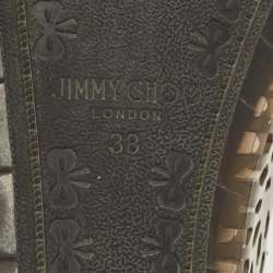 Pre Owned حذاء باليرينا ماري جين جلي أسود/دخان جيمي تشو مقاس 38