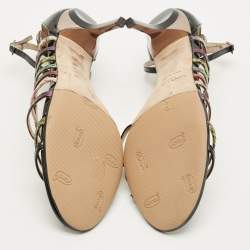 مملوكة مسبقًا صندل جيمي تشو سير جلد ثعبان وجلد لامع متعدد الألوان مقاس 39