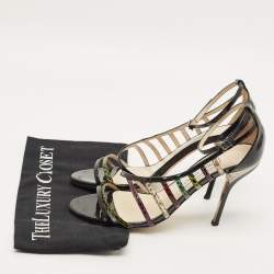 مملوكة مسبقًا صندل جيمي تشو سير جلد ثعبان وجلد لامع متعدد الألوان مقاس 39