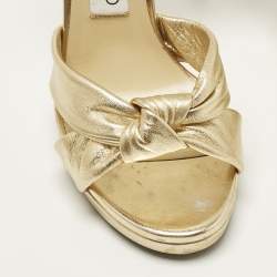 Pre Owned صندل جيمي تشو روزي جلد ذهبي بسوار عند الكاحل مقاس 37
