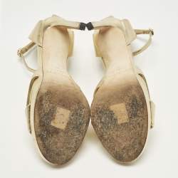 Pre Owned صندل جيمي تشو روزي جلد ذهبي بسوار عند الكاحل مقاس 37